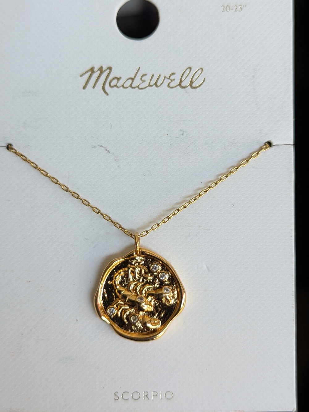 Madewell Gold Scorpio Medallion Necklace with Crystal Accents